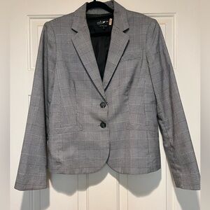 Jones New York Classic Black and White Checkered Blazer